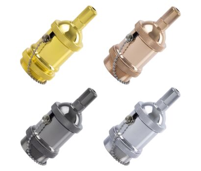 Metallisierte Lampenfassung mit Schalter für LED Lampen E27