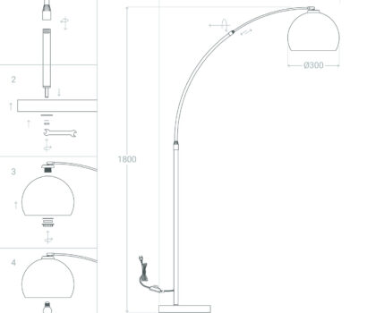 Stehlampe Gebogen